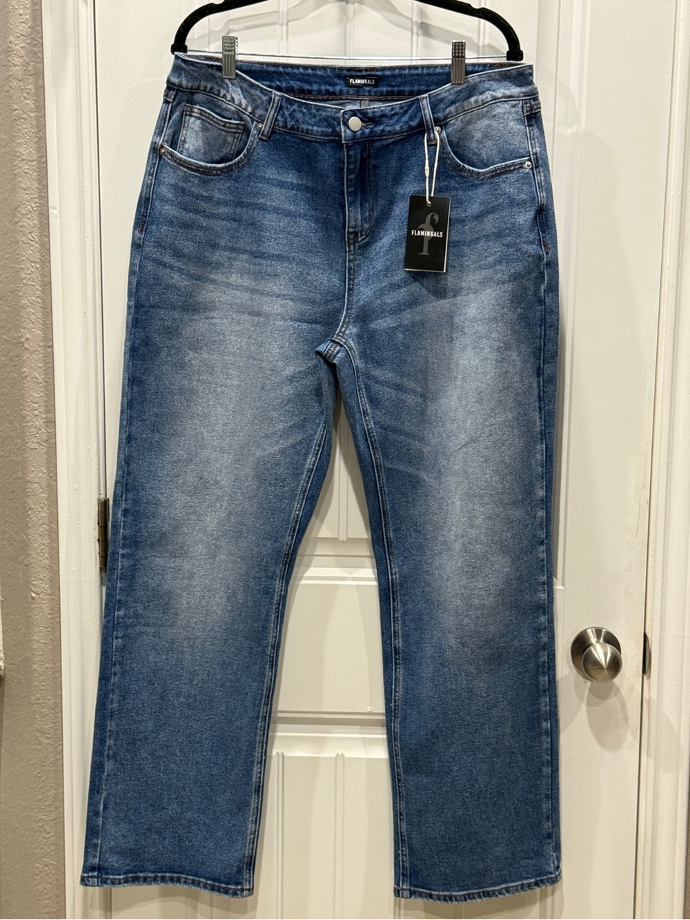 Flamingals Wide Leg Stretch Jeans Medium Wash Plus Size 2XL NWT